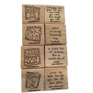 Stampin Up Quick & Cute Rubber Stamp Set 2002 Wood-Mounted Craft Stamps Fun!